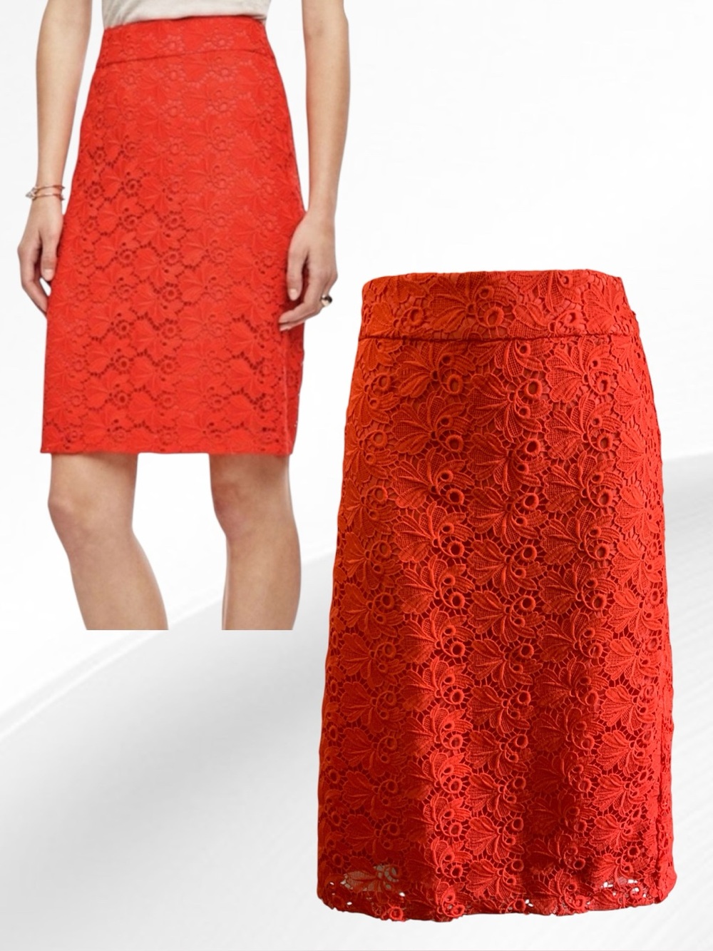 Ann Taylor Floral Lace Eyelet Pencil Skirt Size 14 NWT MSRP $98